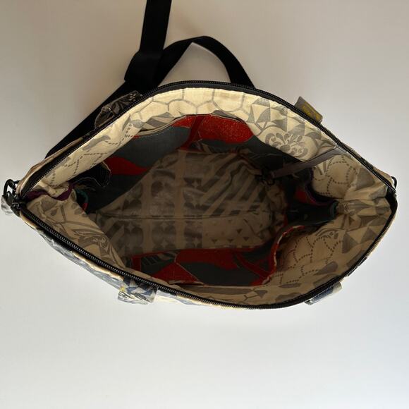 Ribbon Street Suki Wolf Moon Coated Cotton Art to Wear Tote Shoulder Bag - Picture 9 of 11